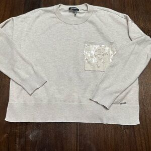 DKNY sequins pocket sweater top size small